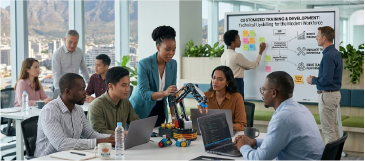 Corporate training session with employees learning and skill development